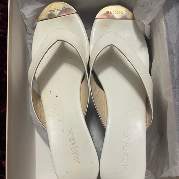 Authentic Jimmy Choo wedge off white sandals - Picture 4 of 5